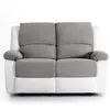 Image de Canapé Relaxation 2 places Microfibre et Simili LEO - Blanc et gris - L143 x 93 x 96cm - LOUNGITUDE