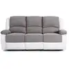 Image de Relaxxo - Canapé Relaxation 3 Places Microfibre Et Simili Leo - Blanc Et Gris