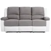 Image de Canapé Relaxation 3 places Microfibre et Simili LEO - Blanc et Gris - L193 x 93 x 96cm - LOUNGITUDE