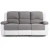 Image de Relax canapé de relaxation en simili et tissu 3 places - 190x93x96 cm - gris et blanc