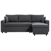Image de Canapé d'angle maria réversible et convertible avec coffre en tissu - gris foncé