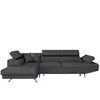 Image de Canapé d'angle rio convertible avec coffre en tissu - angle gauche, gris foncé
