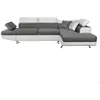 Image de Canapé dangle droit 5 places RIO convertible avec coffre en tissu et simili - Blanc/Gris - L271 x P192 x H70cm - LOUNGITUDE