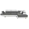Image de Canapé d'angle rio convertible avec coffre en tissu et simili - angle droit, blanc et gris