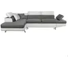 Image de Canapé dangle gauche 5 places RIO convertible avec coffre en tissu et simili - Blanc/Gris - L271 x P192 x H70cm - LOUNGITUDE