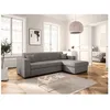 Image de Canapé dangle droit 4 places FUJI XL convertible avec coffre en tissu - Gris clair - L262 x 157 x 83cm - LOUNGITUDE