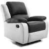 Image de Fauteuil de relaxation en simili LEO - Blanc/Gris - LOUNGITUDE - L88 x 93 x 96cm - LOUNGITUDE