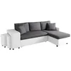 Image de Canapé dangle 3 places réversible OSLO avec coffre et poufs gauche en bi-matière - Blanc/Gris - L241 x P146 x H81cm - LOUNGITUDE