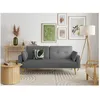 Image de Canapé droit scandinave ELGA convertible 3 places en tissu - Gris foncé - L205 x 87 x 85cm - LOUNGITUDE