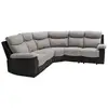 Image de Volupte canapé relaxation angle réversible 5 places - simili noir et tissu gris - contemporain - l 238 x p 238 cm