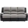 Image de Relaxxo - canapé de relaxation électrique 3 places microfibre et simili leo - noir et gris