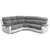 Image de Canapé de relaxation électrique panoramique oscar 6 places en microfibre et simili - gris blanc