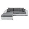 Image de Canapé dangle Gauche 4 places SUZIE convertible en Simili et Microfibre - Blanc et Gris - L246 x 188 x 80cm - LOUNGITUDE