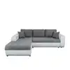 Image de Canapé d'angle suzie convertible en simili et microfibre - angle gauche, blanc et gris