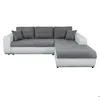 Image de Canapé dangle Droit 4 places SUZIE convertible en Simili et Microfibre - Blanc et Gris - L246 x 188 x 80cm - LOUNGITUDE