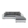 Image de Canapé d'angle suzie convertible en simili et microfibre - angle droit, blanc et gris