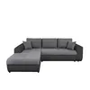 Image de Canapé dangle Gauche 4 places SUZIE convertible en Simili et Microfibre - Gris et Noir - L246 x 188 x 80cm - LOUNGITUDE