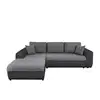 Image de Canapé d'angle suzie convertible en simili et microfibre - angle gauche, gris et noir
