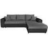 Image de Canapé d'angle suzie convertible en simili et microfibre - angle droit, gris et noir