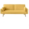 Image de Canapé droit scandinave ELGA convertible 3 places en tissu - Jaune - L205 x 87 x 85cm - LOUNGITUDE