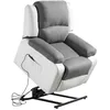 Image de Fauteuil de Relaxation Releveur électrique 1 place Microfibre / Simili LEO - Blanc et gris - L88 x 93 x 96cm - LOUNGITUDE