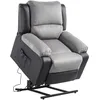 Image de Fauteuil de Relaxation Releveur électrique 1 place Microfibre et Simili LEO - Gris et Noir - L88 x 93 x 96cm - LOUNGITUDE