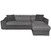 Image de Canapé d'angle elona convertible bi-matière gris avec poufs de rangement à gauche