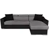 Image de Canapé d'angle elona convertible bi-matière gris et noir avec poufs de rangement à gauche