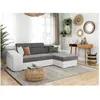 Image de Canapé dangle ELONA convertible bi-matière Blanc et Gris avec poufs de rangement à gauche - L264 x P162 x H75cm - LOUNGITUDE