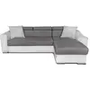 Image de Canapé d'angle elona convertible bi-matière blanc et gris avec poufs de rangement à gauche