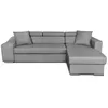 Image de Canapé dangle ELONA convertible en tissu gris clair avec poufs de rangement à gauche - L264 x P162 x H75cm - LOUNGITUDE