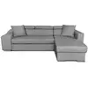 Image de Canapé d'angle elona convertible en tissu gris clair avec poufs de rangement à gauche