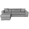 Image de Canapé dangle ELONA convertible en tissu gris clair avec poufs de rangement à droite - L264 x P162 x H75cm - LOUNGITUDE