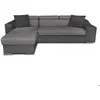 Image de Canapé dangle ELONA convertible bi-matière Gris avec poufs de rangement à droite - L264 x P162 x H75cm - LOUNGITUDE