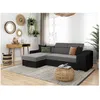 Image de Canapé dangle ELONA convertible bi-matière Gris et Noir avec poufs de rangement à droite - L264 x P162 x H75cm - LOUNGITUDE
