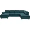 Image de Canapé d'angle panoramique paola convertible en tissu - bleu