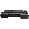 Image de Canapé dangle Panoramique 6 places PAOLA convertible en Tissu Avec Coffres - Gris foncé - L322 x P196 x H76cm - LOUNGITUDE
