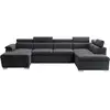 Image de Canapé d'angle panoramique paola convertible en tissu - gris foncé