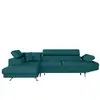 Image de Canapé d'angle rio convertible avec coffre en tissu - angle gauche, bleu