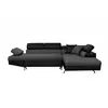 Image de Canapé d'angle rio convertible avec coffre en tissu et simili - angle droit, gris et noir