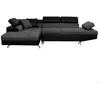 Image de Canapé dangle gauche 5 places RIO convertible avec coffre en tissu et simili - Gris/Noir - L271 x P192 x H70cm - LOUNGITUDE