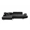 Image de Canapé d'angle rio convertible avec coffre en tissu et simili - angle gauche, gris et noir