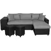 Image de Canapé d'angle réversible oslo avec coffre et poufs gauche - bi-matière