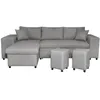 Image de Canapé dangle réversible MADY avec coffre accoudoir étagère et poufs droit en tissu- Gris clair - L254 x P146 x H81cm - LOUNGITUDE