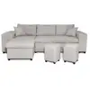 Image de Canapé d'angle réversible convertible poufs à droite étagère à gauche tissu beige erly 254 cm