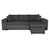 Image de Canapé dangle réversible MADY avec coffre accoudoir étagère et poufs gauche en tissu- Gris foncé - L254 x P146 x H81cm - LOUNGITUDE