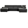 Image de Canapé dangle Panoramique 6 places PAOLA convertible en Simili et Tissu Avec Coffres - Gris/Noir - L322 x P196 x H76cm - LOUNGITUDE