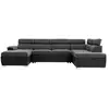 Image de Canapé d'angle panoramique paola convertible en simili et tissu - gris et noir