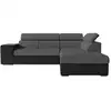 Image de Canapé d'angle soan convertible en simili noir et tissu gris - angle droit