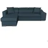 Image de Canapé dangle ELONA convertible en tissu bleu pétrole avec poufs de rangement à droite - L264 x P162 x H75cm - LOUNGITUDE